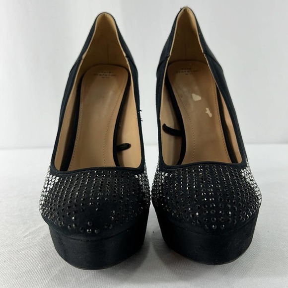 Zara Black Suede Crystal Embellished Platform Pumps Size EU39/US8 - Picture 2 of 11
